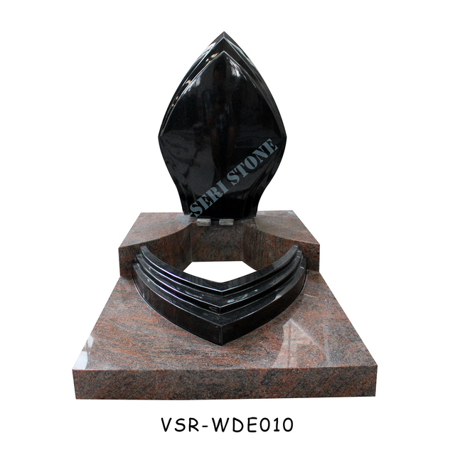 Euro Style Design Black Red Granite Headstone Monument for Funeral