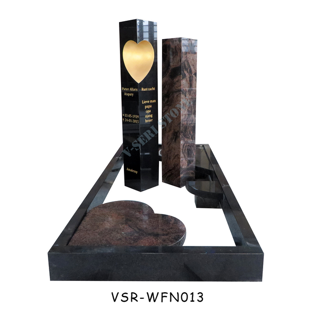 France Personalized Monument Granite Tombstone Headstone with Heart Shaped Design