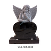 Upright Angel Wings Sculpture Headstone with Heart Shaped Memorial Stones