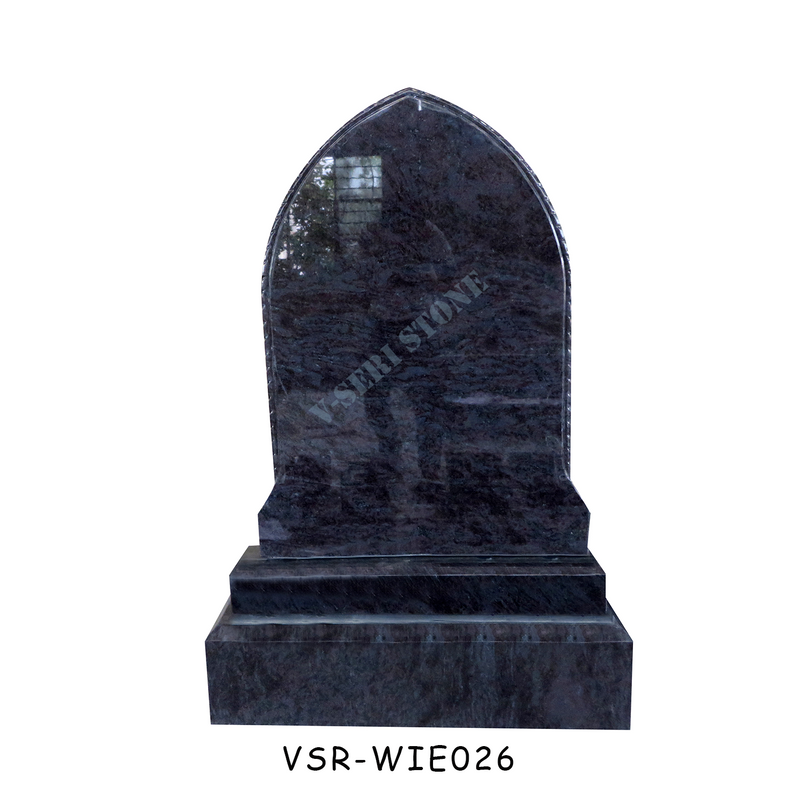  Simple Design Upright Granite Tombstone in Bahamas Blue