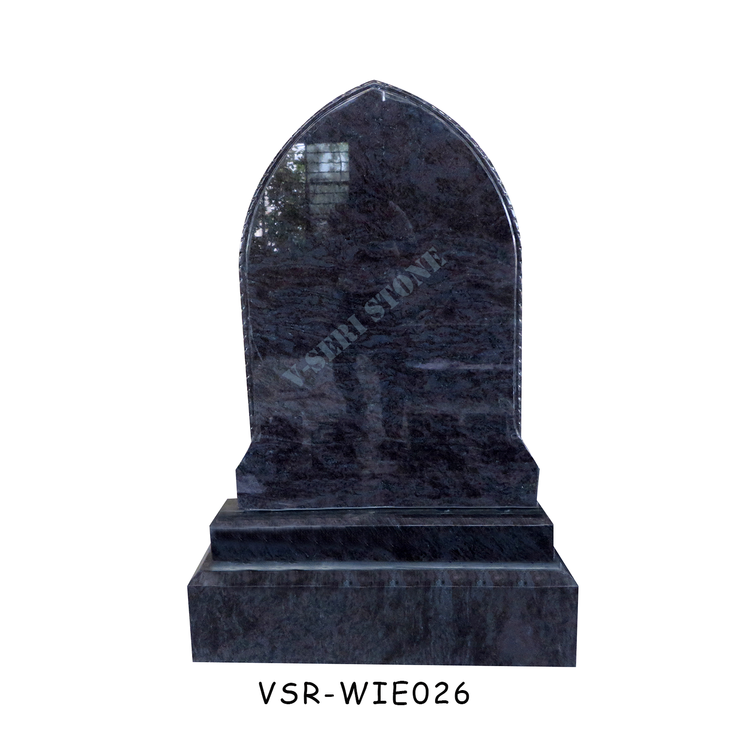  Simple Design Upright Granite Tombstone in Bahamas Blue