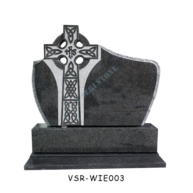 Purple Granite Gravestone Featuring an Elegant Cross