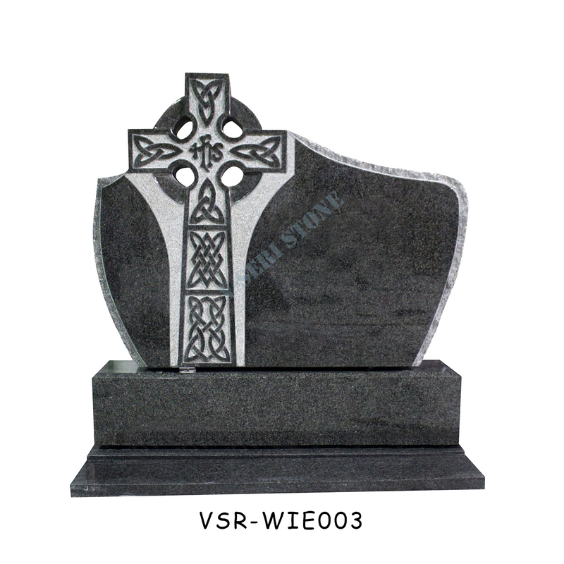 Purple Granite Gravestone Featuring an Elegant Cross