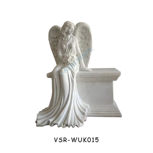 Outdoor Garden White Granite Angel Statue Gravestone with Wings 