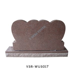 Classic China Red Granite Double Heart Shaped Design Headstones Monument for Memorial Sites