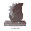 Premium Traditional Upright Stone American Headstone in Red with Roses Carved