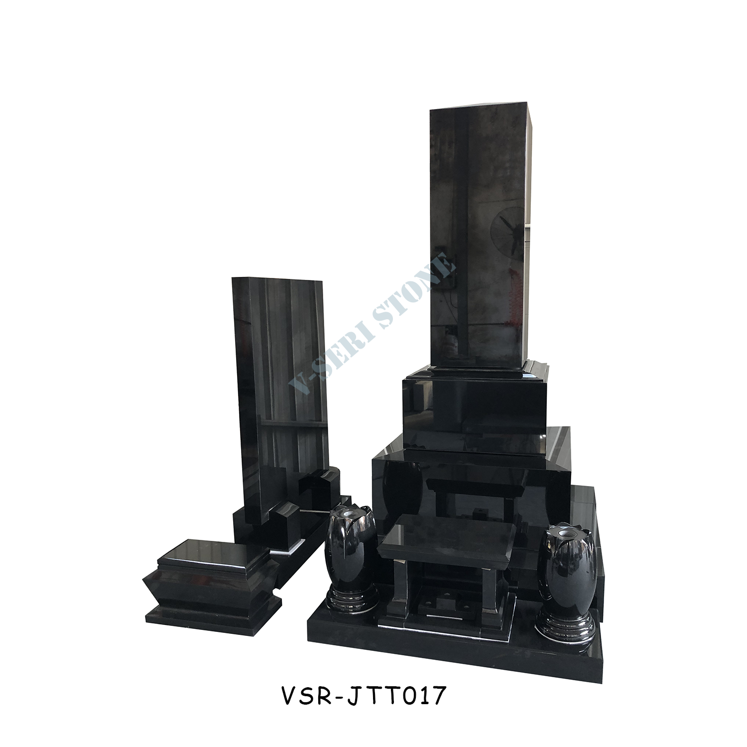 Highly Polished Black Natural Granite Tombstone Monument Premium in PAN