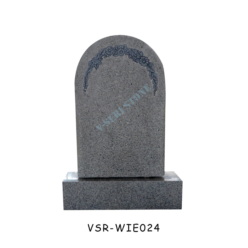 China Granite Headstone with Beautiful Flower Carvings