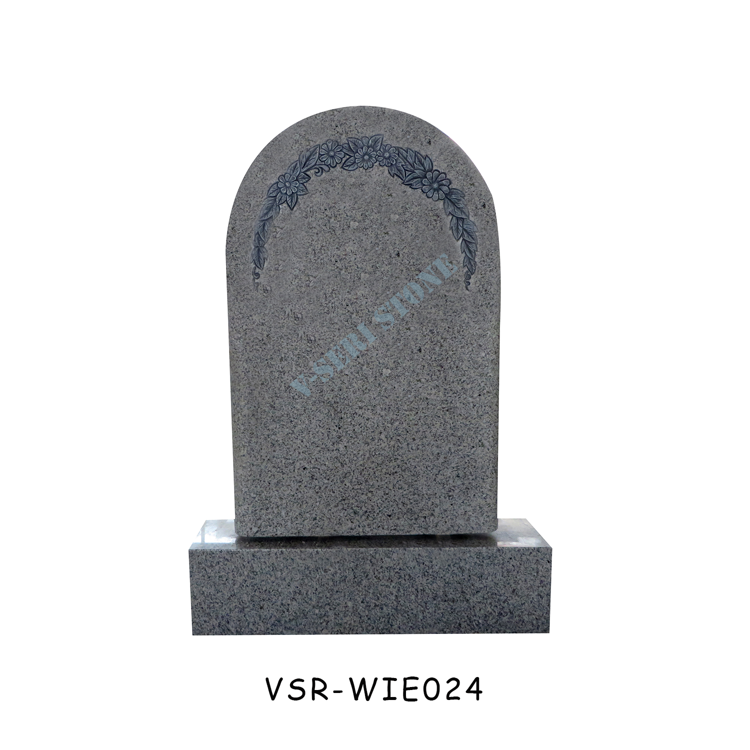 China Granite Headstone with Beautiful Flower Carvings