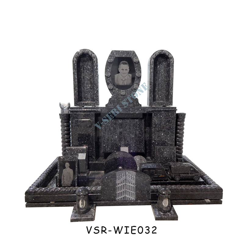 Green Granite Monument with Highly Detailed Carvings for a Graceful Memory
