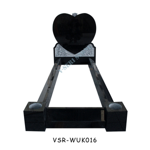 High Quality Black Grave Stones Granite Heart Headstone with Roses Carved