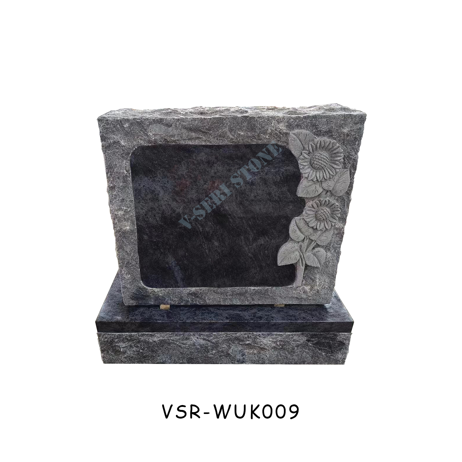 Unique Design Bahamas Blue Granite Headstone Monument with Sun Flowers Carving