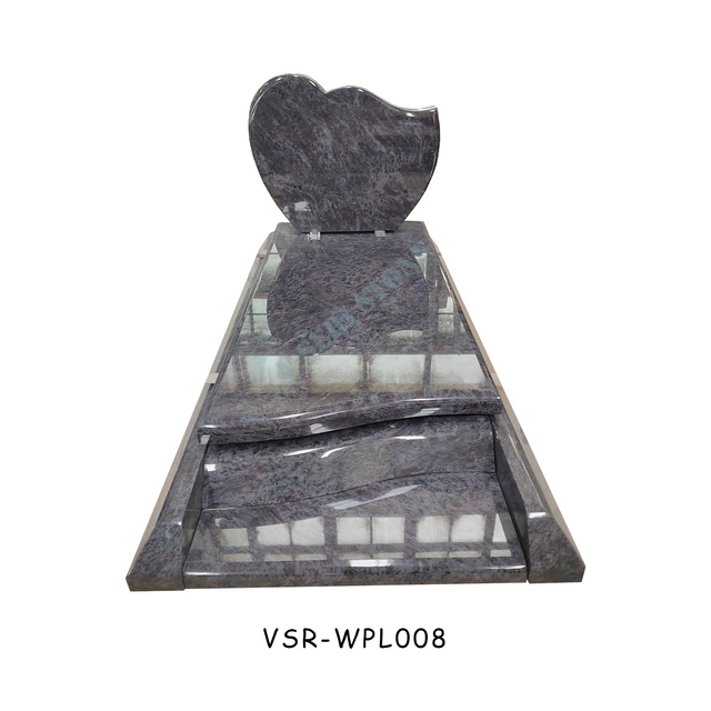 Polished Bahamas Blue Heart Shaped Headstones for Graves