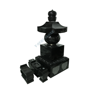 Ancient Lower Lotus Five-tiered Pagoda Tombstone in Black