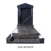 Bahamas Blue Granite Single European Memorial Tombstone with Pillars 