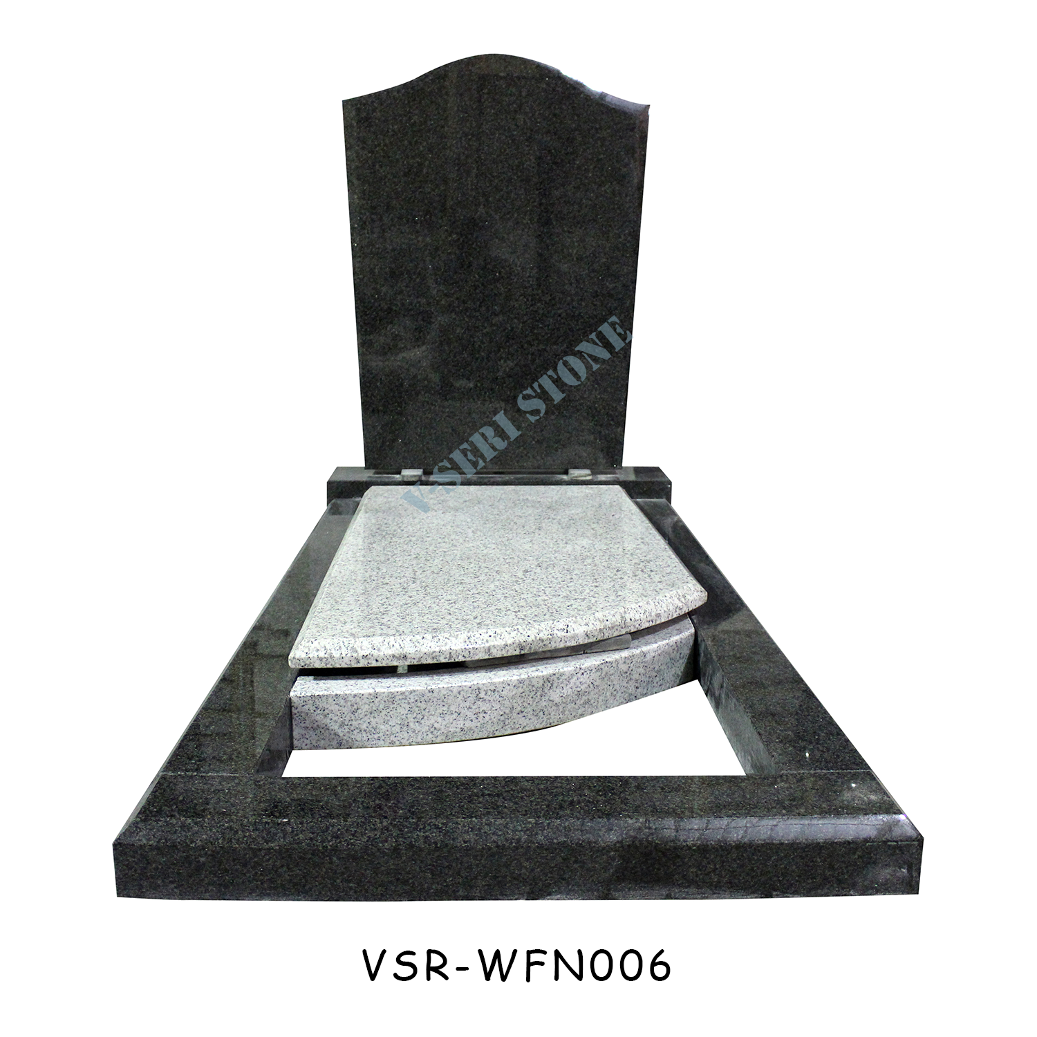 Classic Black and White Granite Memorial Cemetery for Eternal Remembrance