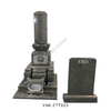 Japanese Grey Marble Granite Headstones with Flower Engraving and Epitaph Plaque