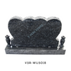 Popular Upright Emerald Pearl Double Heart Memorial Headstone with Granite Vases