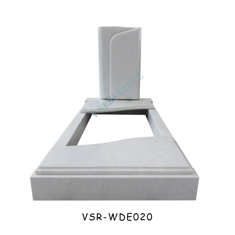 Modern White Marble Granite Monuments Outdoor Memorial for Cemetery Use