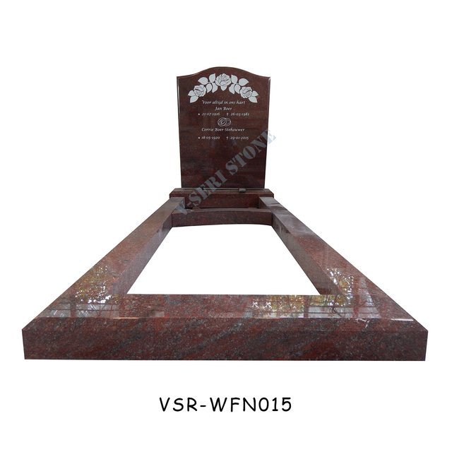 Red Granite Netherlands HeadstoneTombstone with Flowers for Cemetery