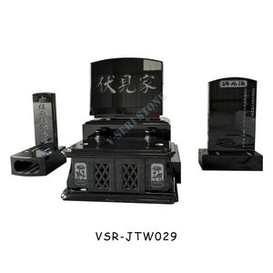 Personalized Japanese Market Black Granite Grave Monuments with Lettering Carved