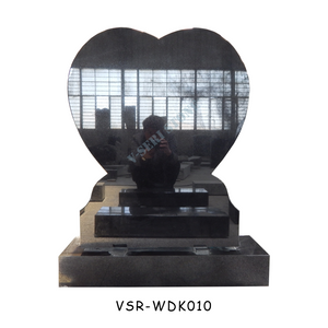 China Black Granite Single Heart Shaped Gravestone Monument