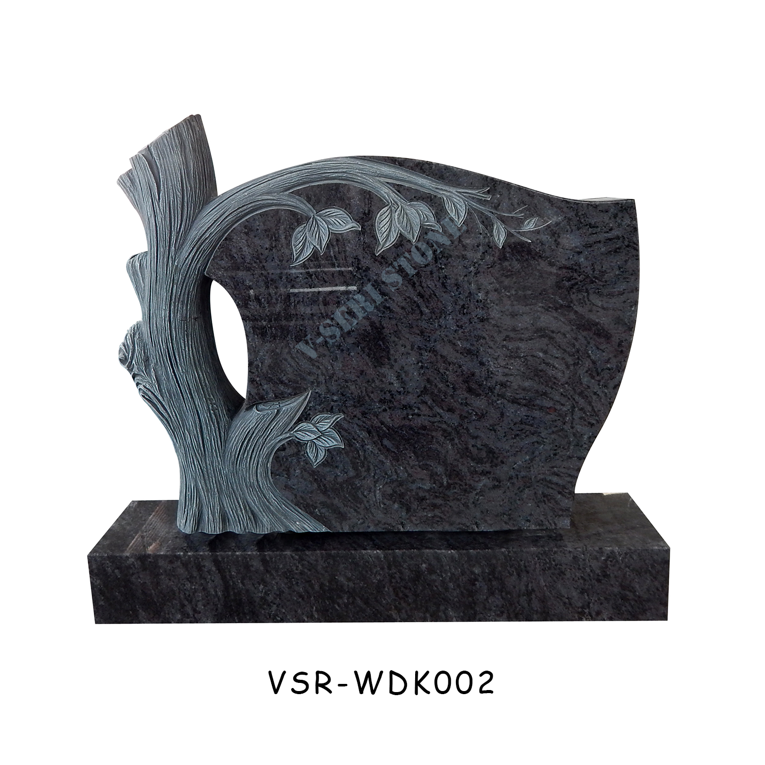 Bahamas Blue Granite Headstone Antique Tree Shape Carved Tombstone