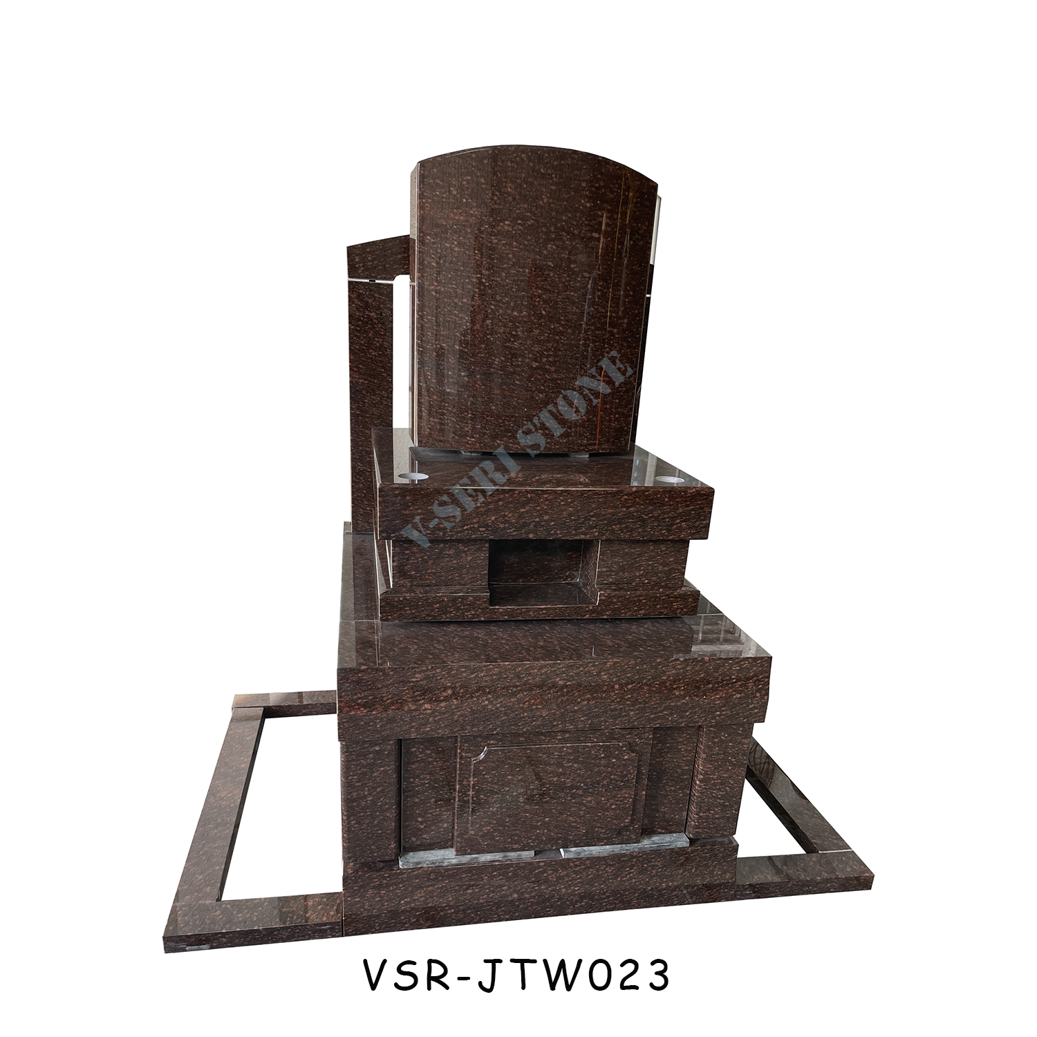 Solid Natural Stone Grave Markers Polished Cat′s Eye Granite Headstones in Red