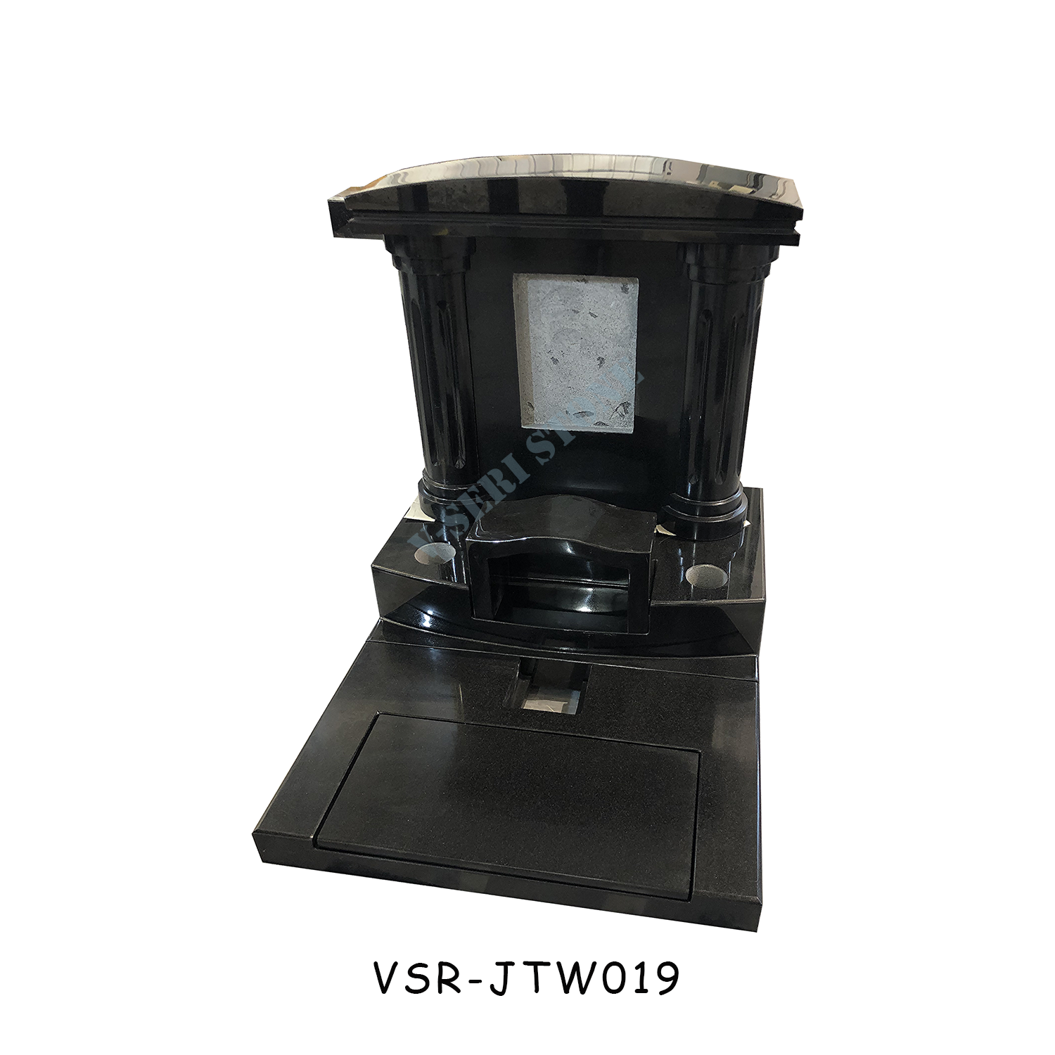Durable Japanese Black Granite Tombstones Personalized Headstones with Columns