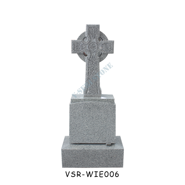 Cross Sculpture Upright Tombstones And Monuments in Grey Granite G603 