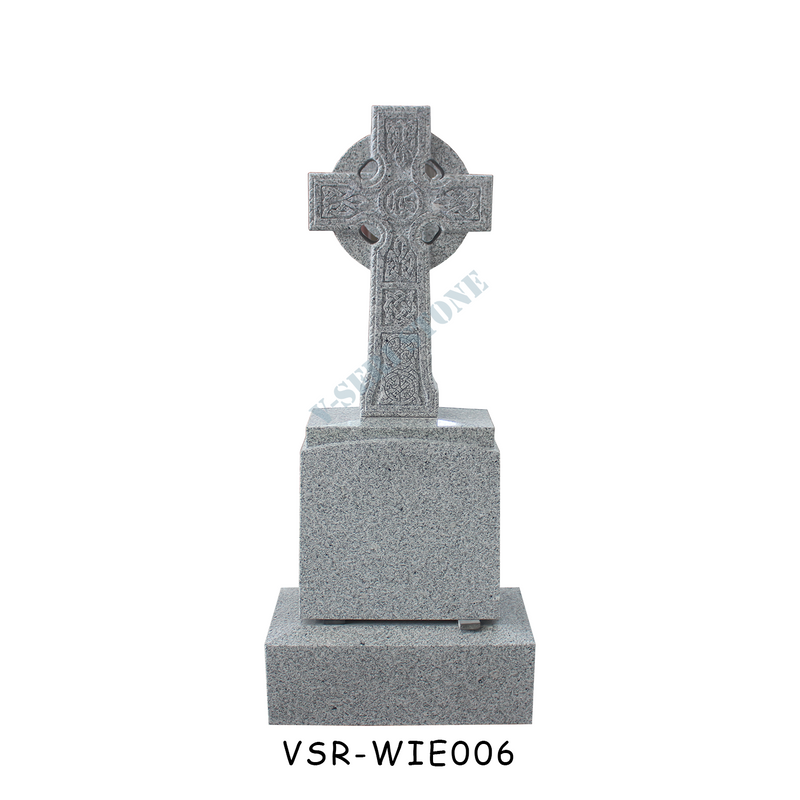 Cross Sculpture Upright Tombstones And Monuments in Grey Granite G603 