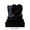 Elegant Heart-Shaped Granite Headstone with Angelic Design