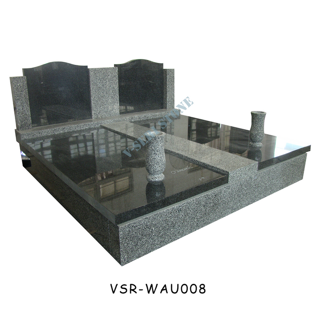 Enduring Grey Black Granite Double Monuments with Granite Vases Perfect for Every Memorial
