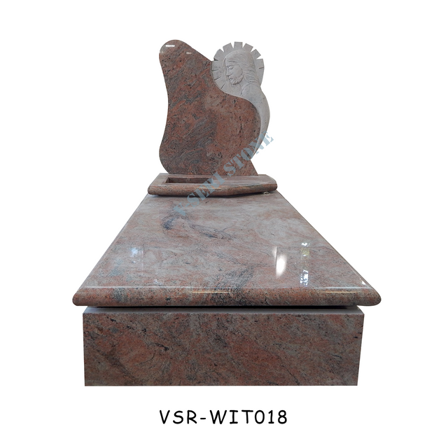 European Multicolor Red Granite Headstone Carved Father Stone Monuments for Graves