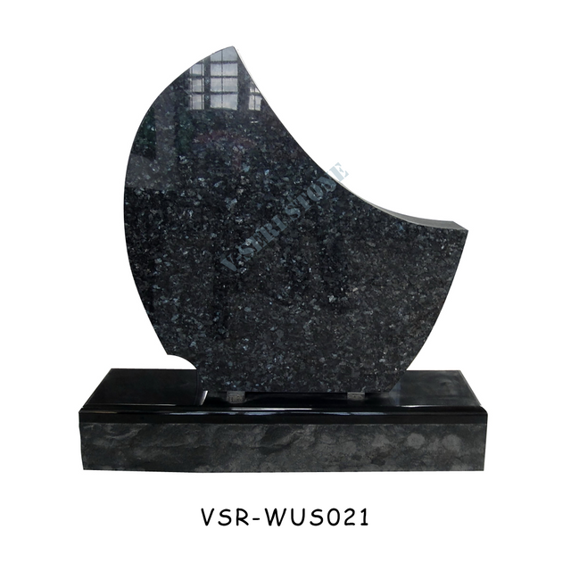Moon Shape Design Upright Small Memorial Stones Headstones in Blue and Black