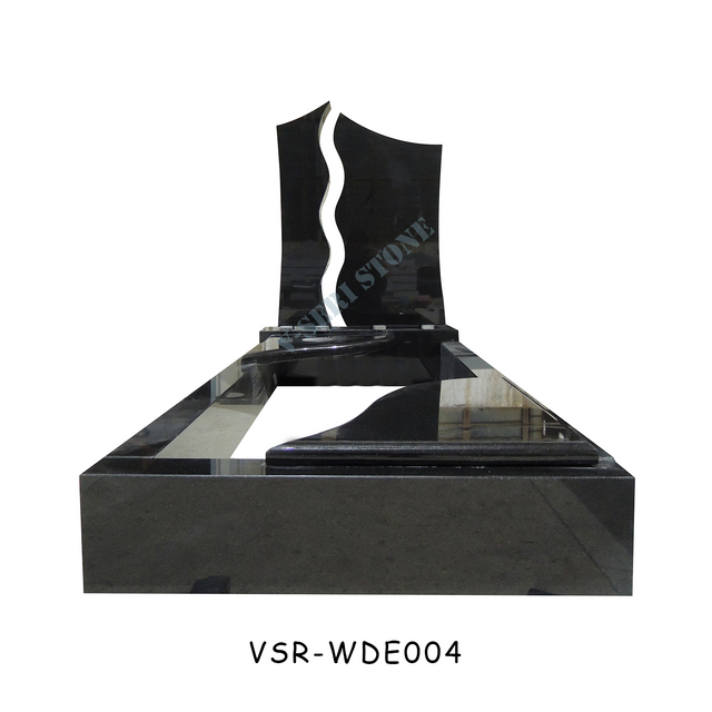 Artistic Design Jet Black Polished Granite Stone Headstones for Graves