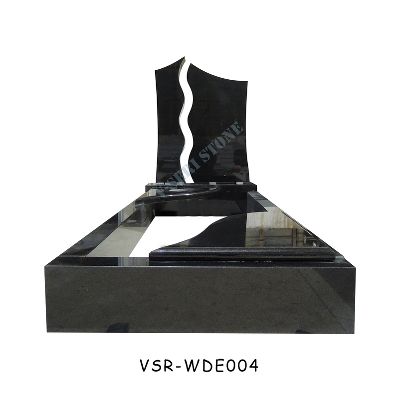 Artistic Design Jet Black Polished Granite Stone Headstones for Graves