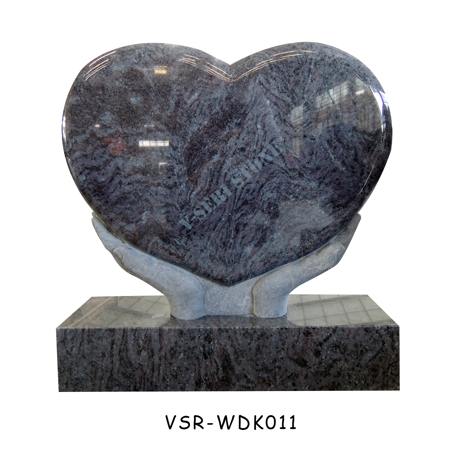 Blue Granite Carving Hands Holding Heart Design Granite Monuments