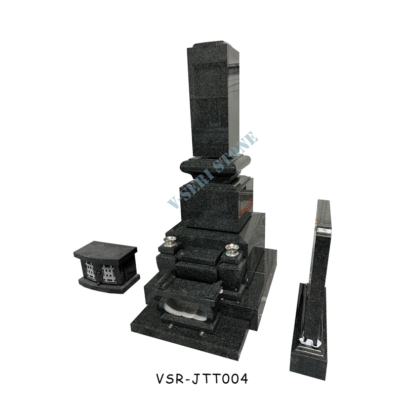 Factory Made Japanese Granite Monuments Headstone with Incense Holder and Epitaph Plaque in M-10
