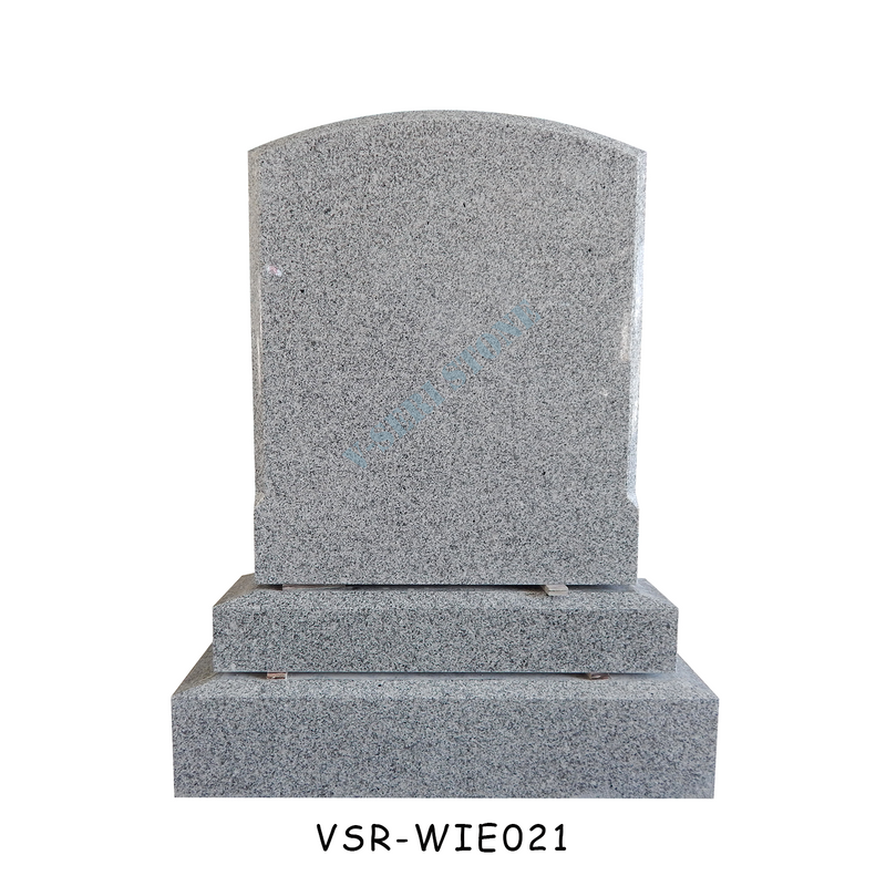 Traditional Design Grey Granite Upright Headstone 
