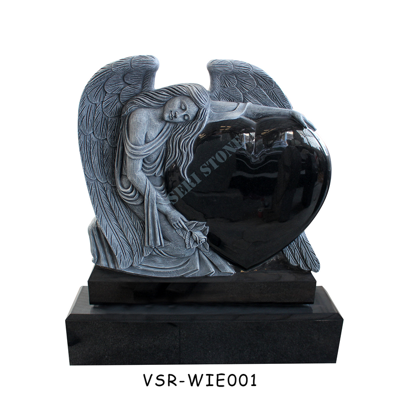 Hot Selling Black Granite Angel Headstone Tombstone Cemetery